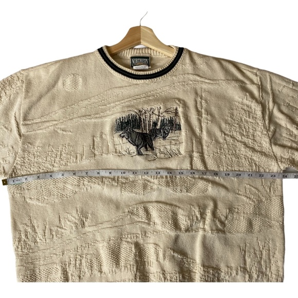 Vintage Knit Wolf Pullover Crewneck Sweater Large - Picture 9 of 10